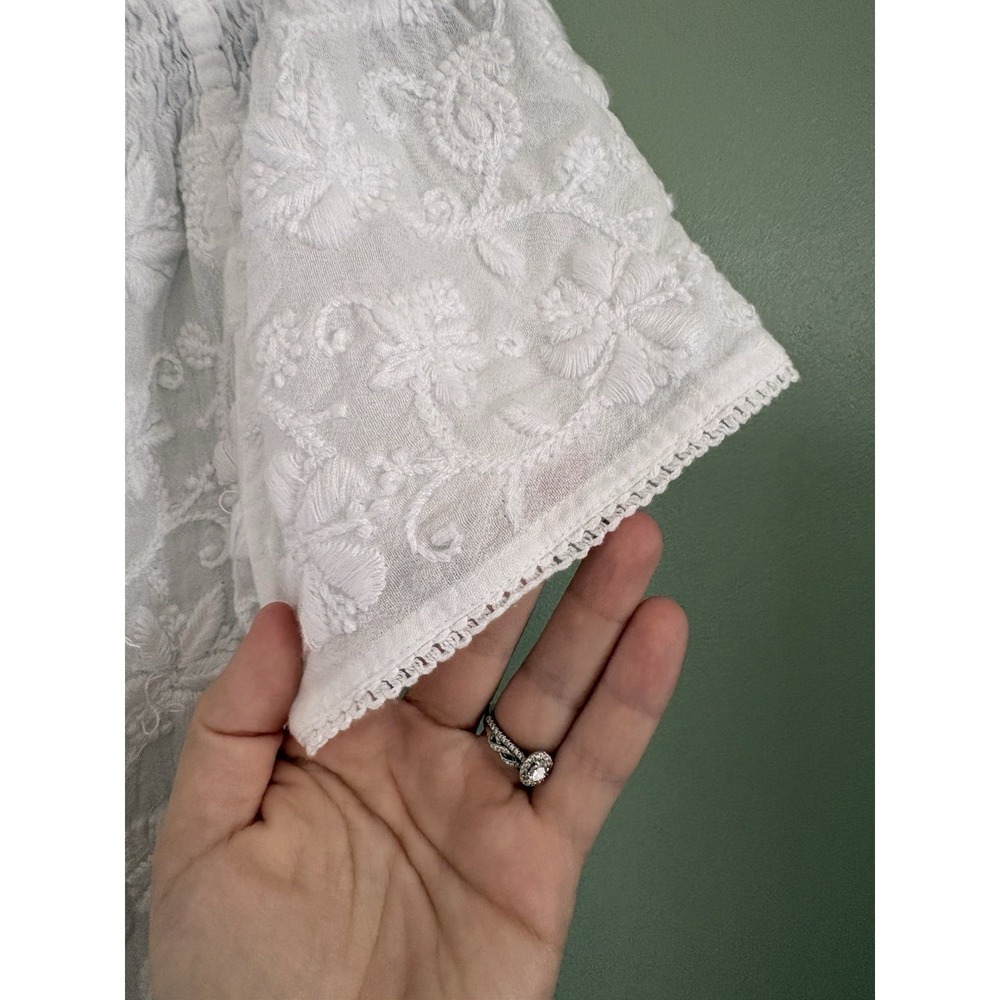 Sister Mary White Floral Lace Embroidered Off-Shoulder Short Sleeve Blouse XS - Picture 6 of 7